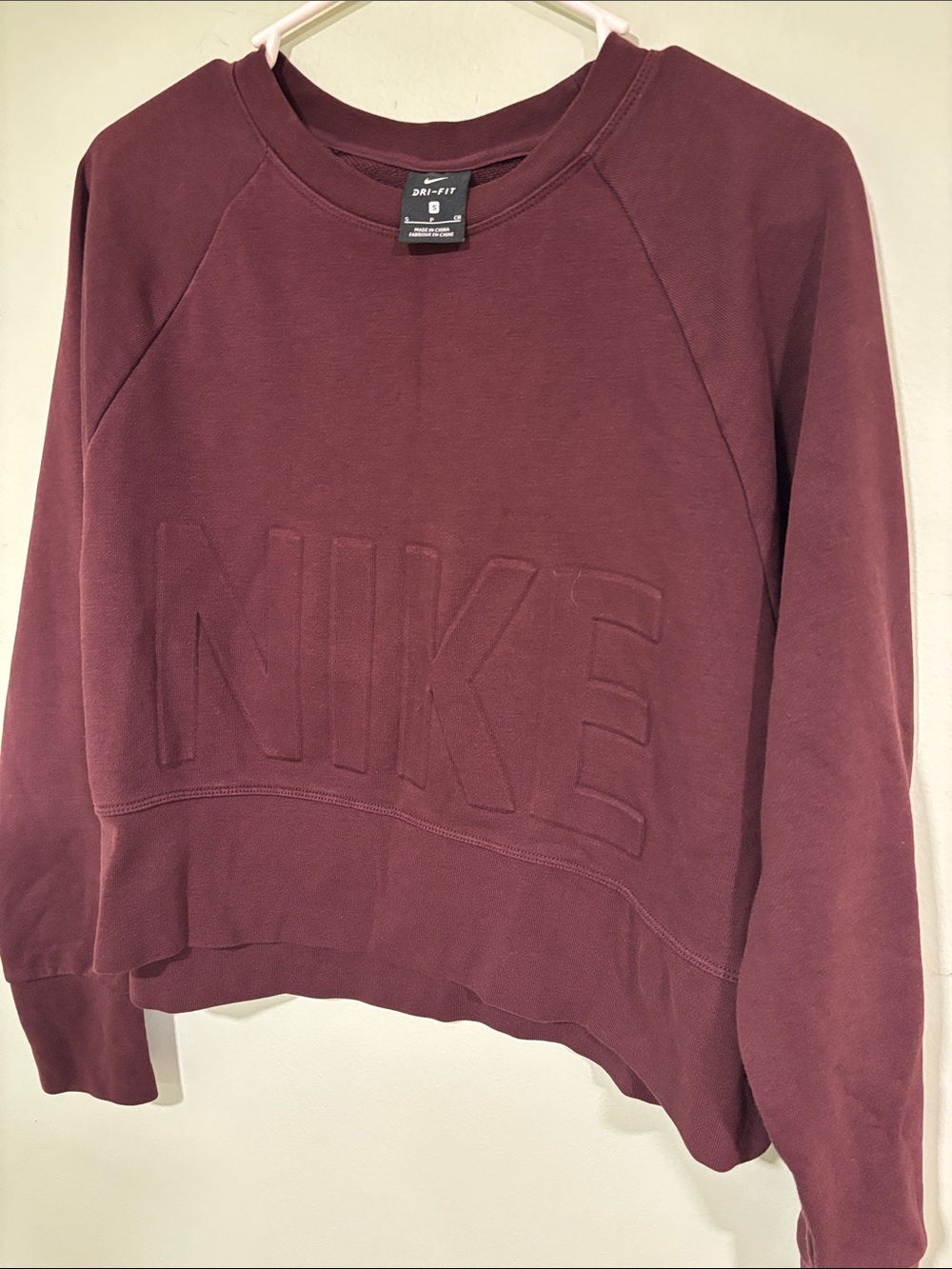 Nike Women's Maroon Dri-FIT Embossed Sweatshirt